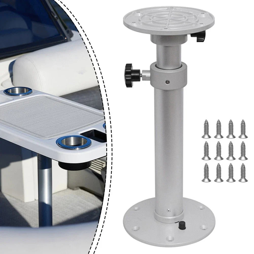 Adjustable Table Pedestal Stand for Boat/RV - Aluminum Alloy, Detachable Base