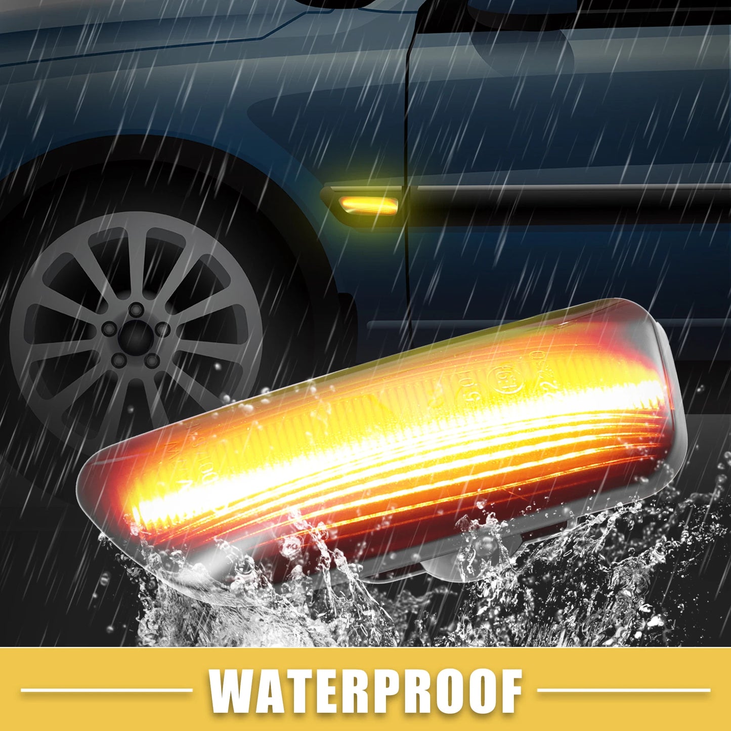 LED Side Marker Light for Volvo S60 (Amber, Black) 1 Pair