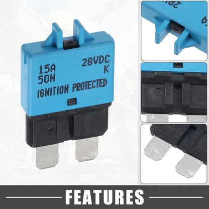 Circuit Breaker / 15A 28V / Blade Style Fuse Resettable for Car Marine