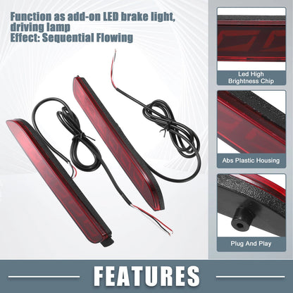 2 x Rear Bumper Reflector Fog Light for Toyota Camry Red Light