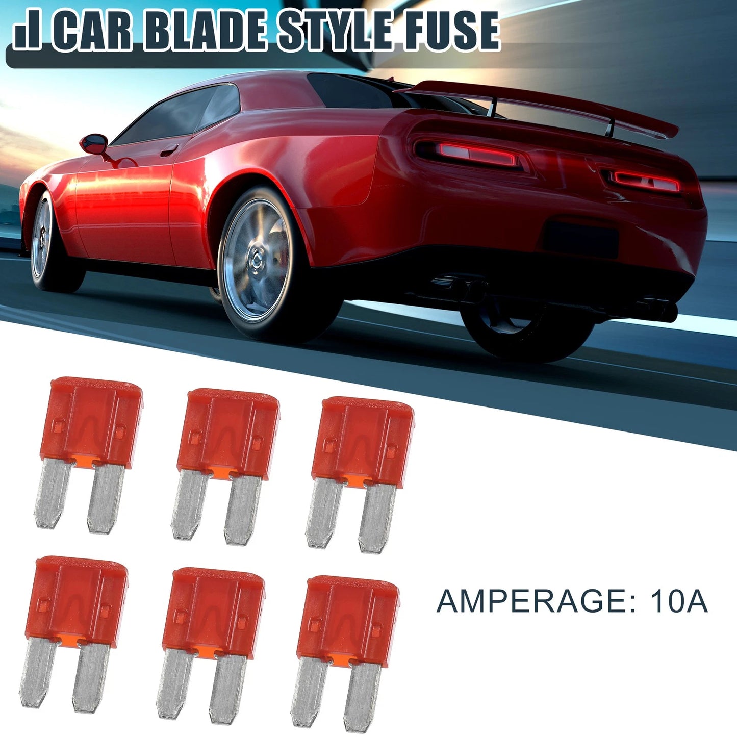6pcs / 10A / Car Mini Blade Fuses for Boat Truck RV Camper Motorcycle