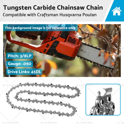 12" Tungsten Carbide Chainsaw Chain Blade 3/8"LP 45 DL for Craftsman