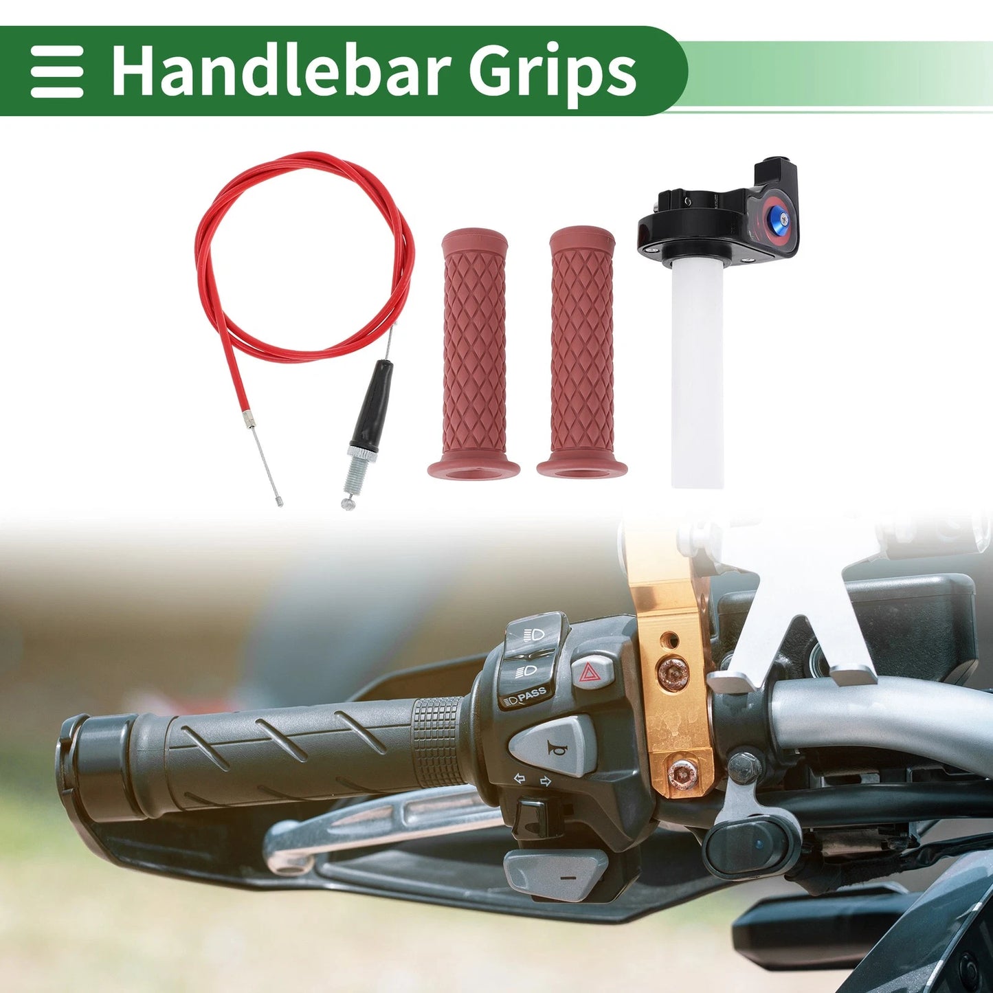 7/8" 22mm Hand Grips Cover Kit for Motorcycle Rubber Wine Red