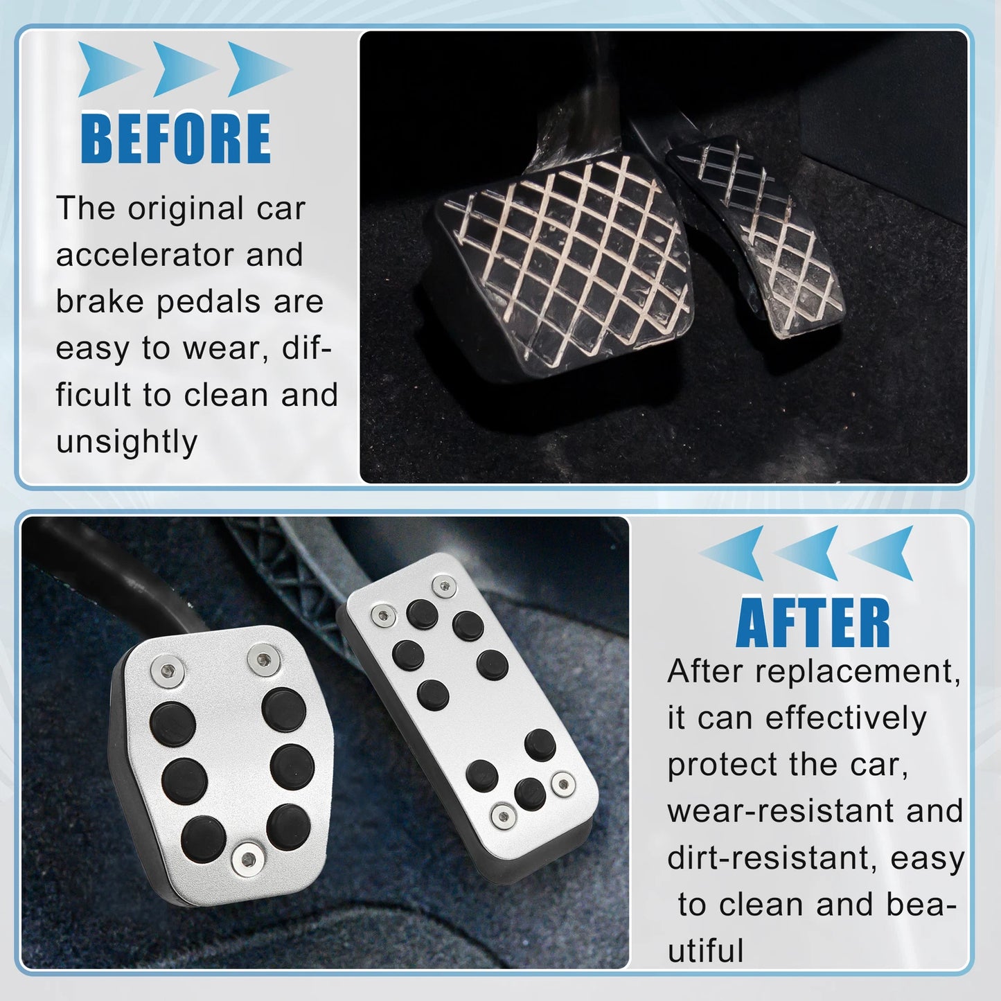3 x Accelerator & Brake Pedal Covers for Ford Focus (2012-2018)