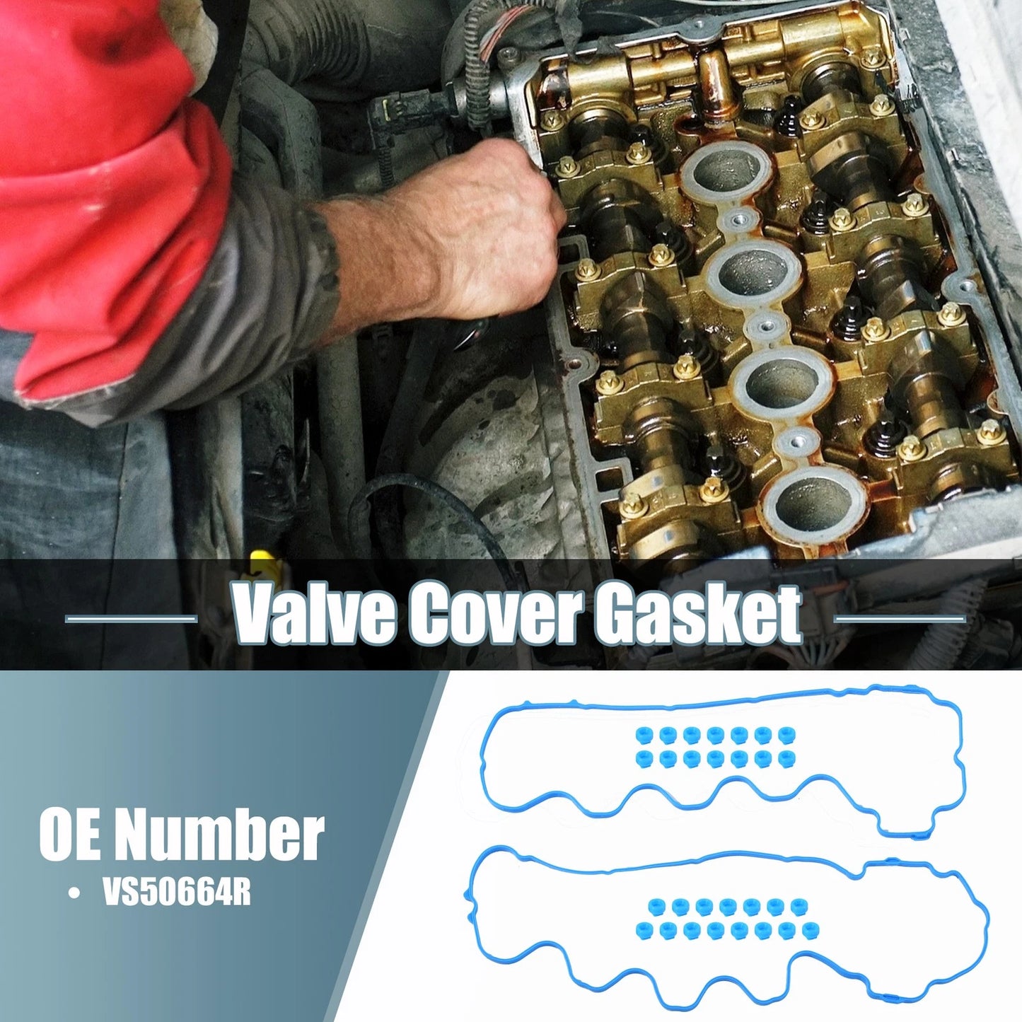 Valve Cover Gasket for Ford F-250 Super Duty 2005 Rubber Blue 1 Set