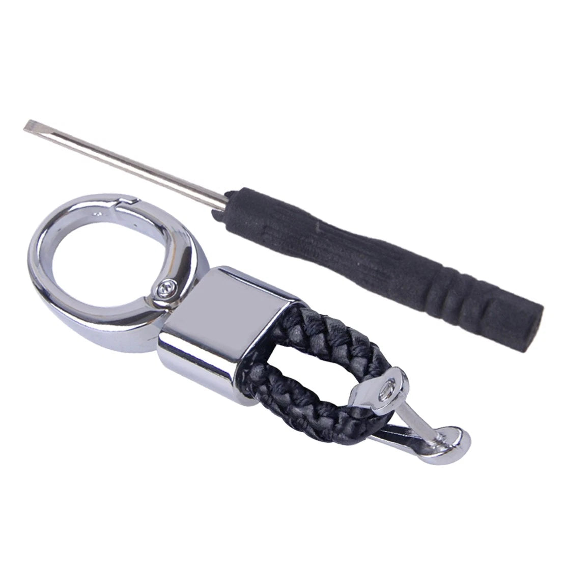 Black Braided Keychain Holder for Keyring Buckle