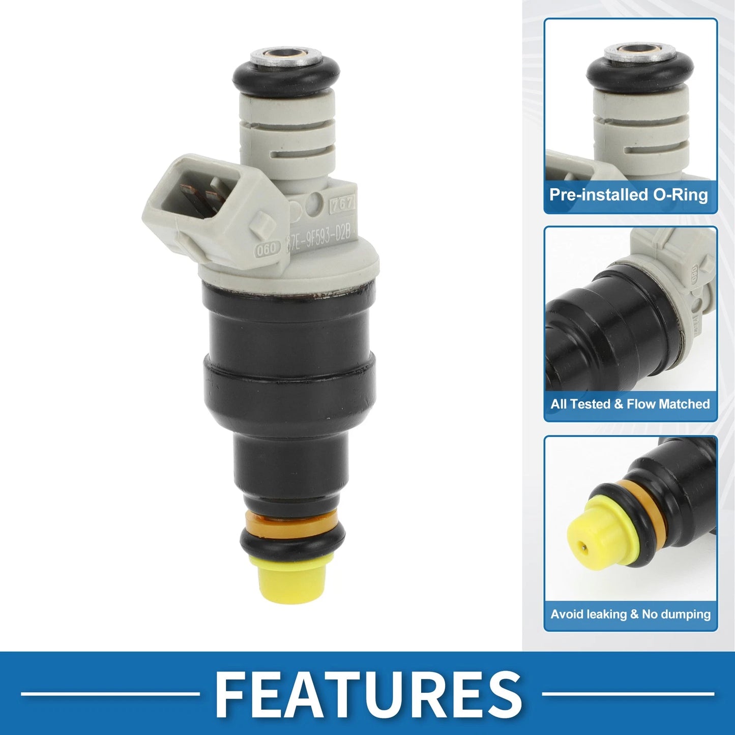 Fuel Injector No.F87Z-9F593-DB for Ford Ranger 1998-2001 2.5L Black 1 Pc