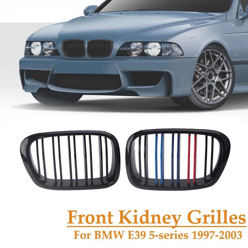 Glossy Black Front Bumper Kidney Grille for 97-03 BMW E39 525i 528i 530i M5