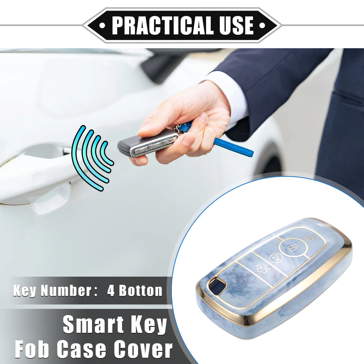 4 x Button TPU Key Fob Cover Case for Ford Explorer, Ecosport, Mustang (2015-2023)