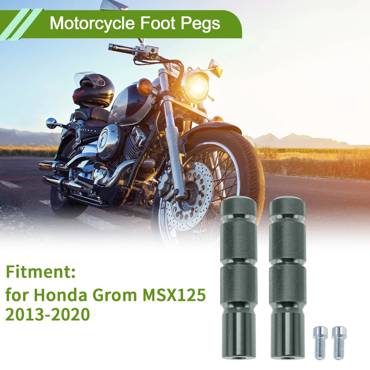 Foot Pegs for Honda Grom MSX125 13-20 Front Aluminum Gray