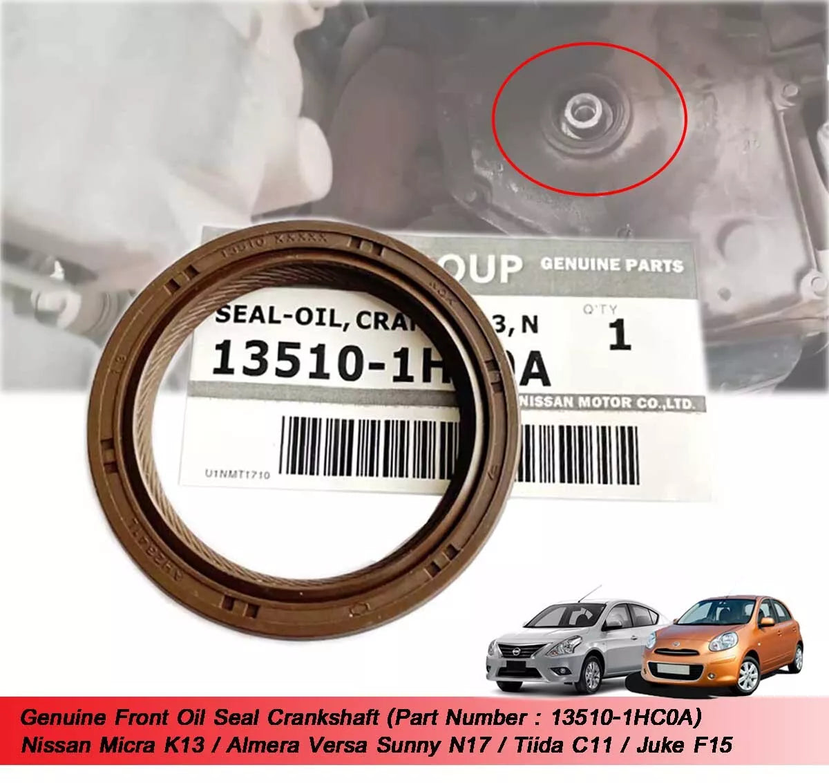 Front Oil Seal for Nissan Micra K13, Versa N17, Tiida C11, Juke F15 (2010-2019)
