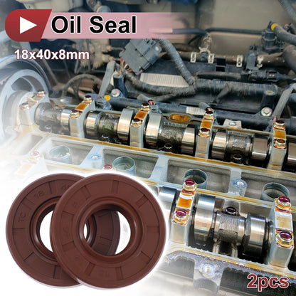 Oil seal / 2 x 18x40x8mm / Rotary shaft seal FKM brown for Vehicle