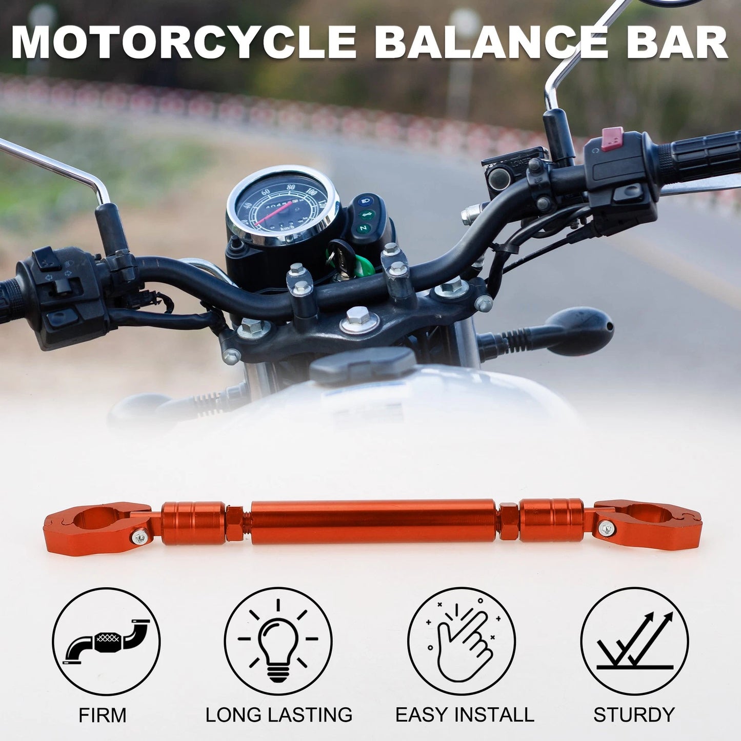 Motorcycle Balance Bar 1 Adjustable Handlebars Orange Wrench for Motorcycle