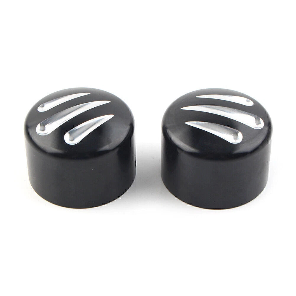 Black  Front Cut Axle Nut Cap Covers for Harley Softail Touring