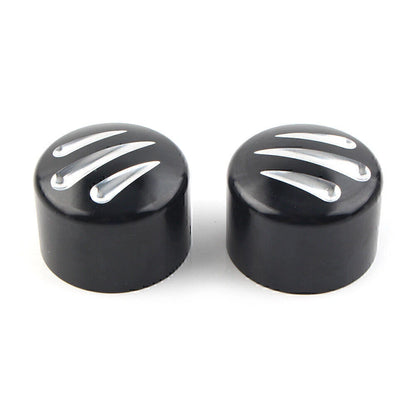 Black  Front Cut Axle Nut Cap Covers for Harley Softail Touring