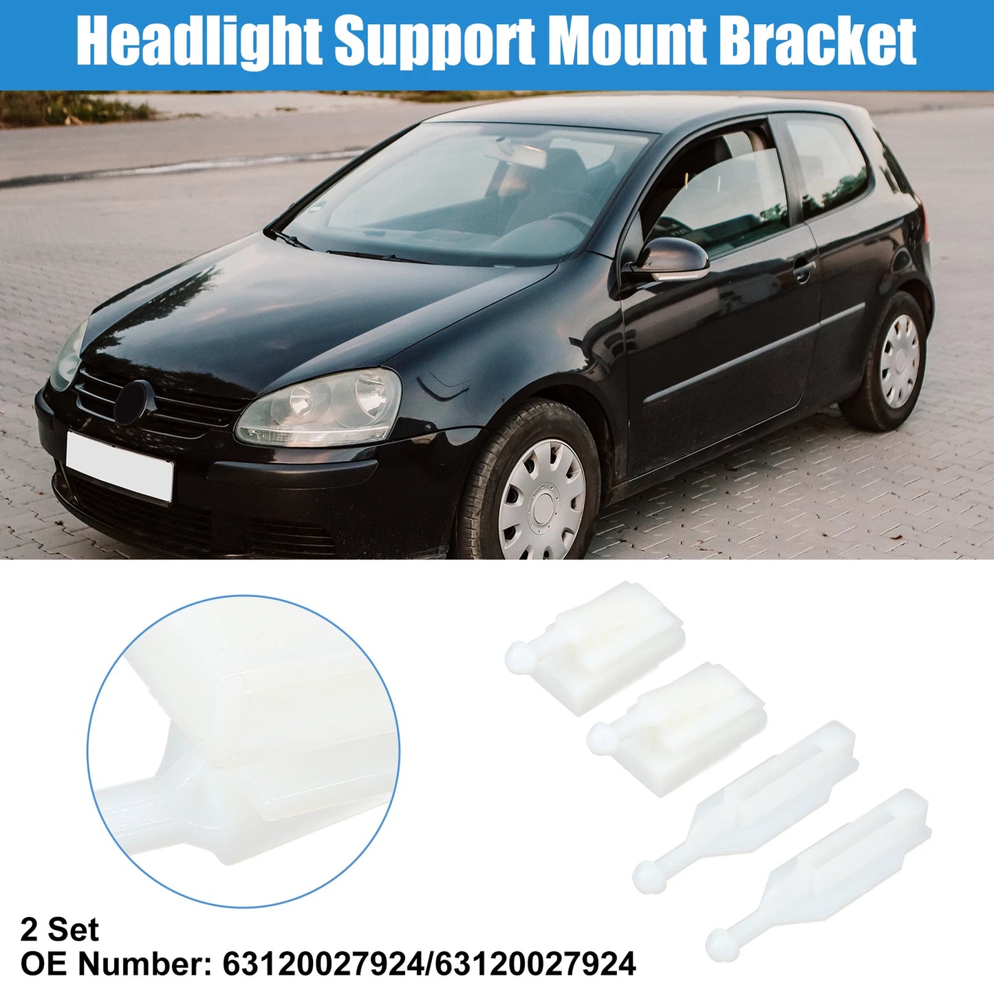 2 x Headlight Support Mount Bracket for BMW E39 (1996-2000)
