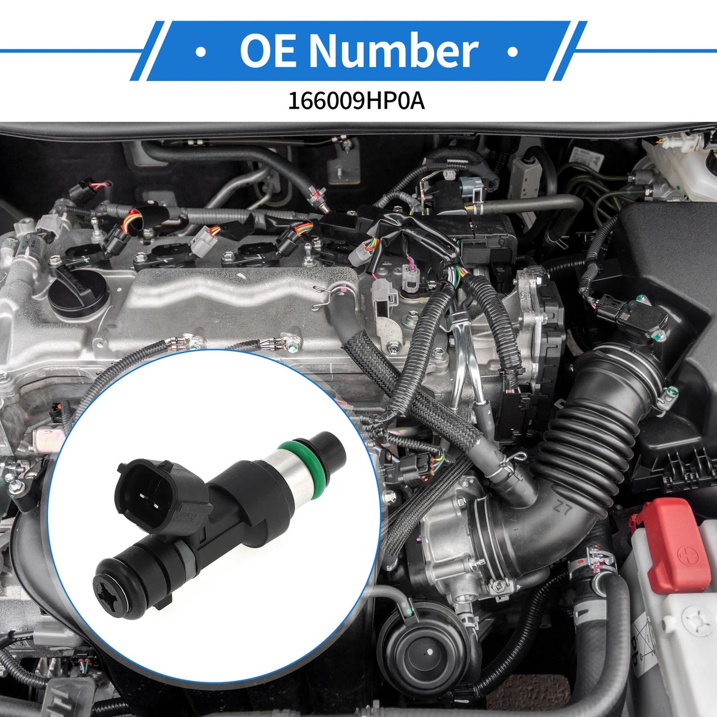 Fuel Injector 166009HP0A for Nissan Rogue 2.5 (2015-2018) 1 Pc Black