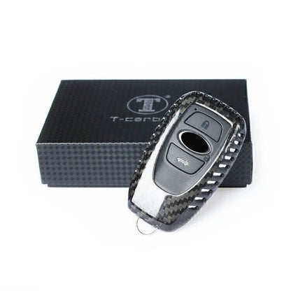 Black Carbon Fiber Key Case Cover for Subaru Legacy XV Forester (2010-2023)