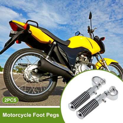 FootPegs 4.9" Rear Footrest Rubber Metal Silver Tone 2 x for Motorcycle