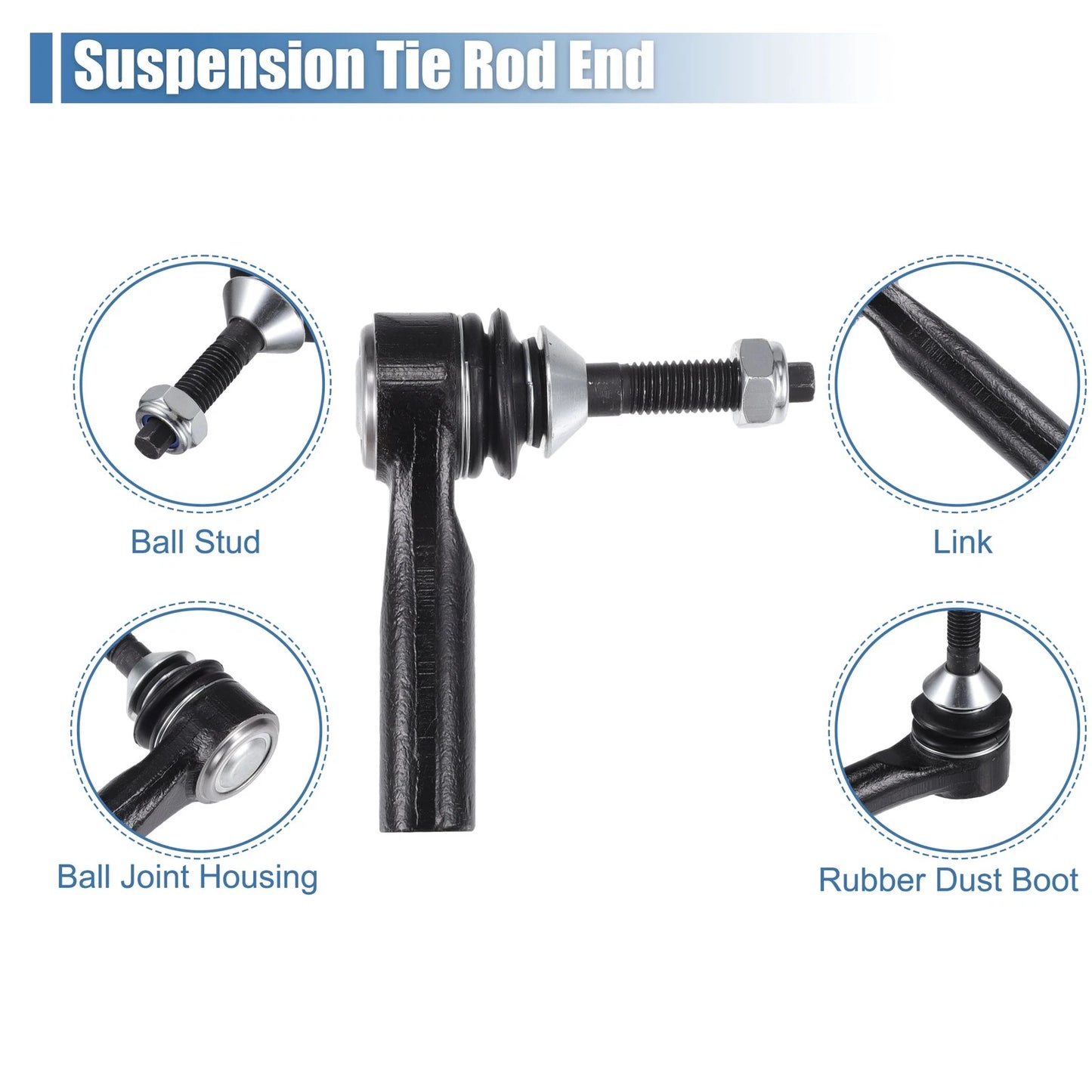 4 x Front Inner Outer Tie Rod End Links Kit for Ford Flex, Lincoln MKS (2009-2019)