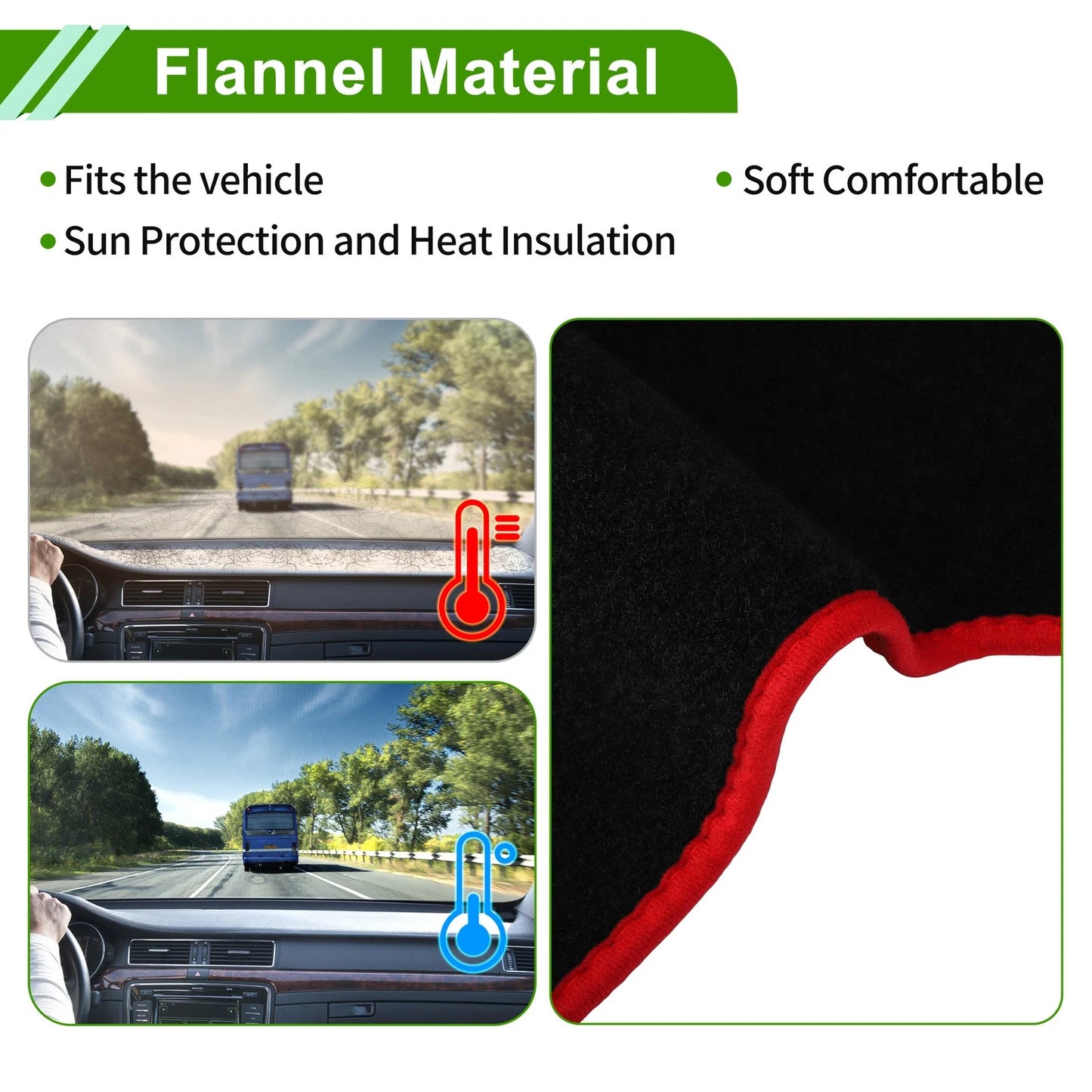 Dashboard Cover Black Red Flannel for Mitsubishi Delica B34A B35A B37A B38A (1986-1994)