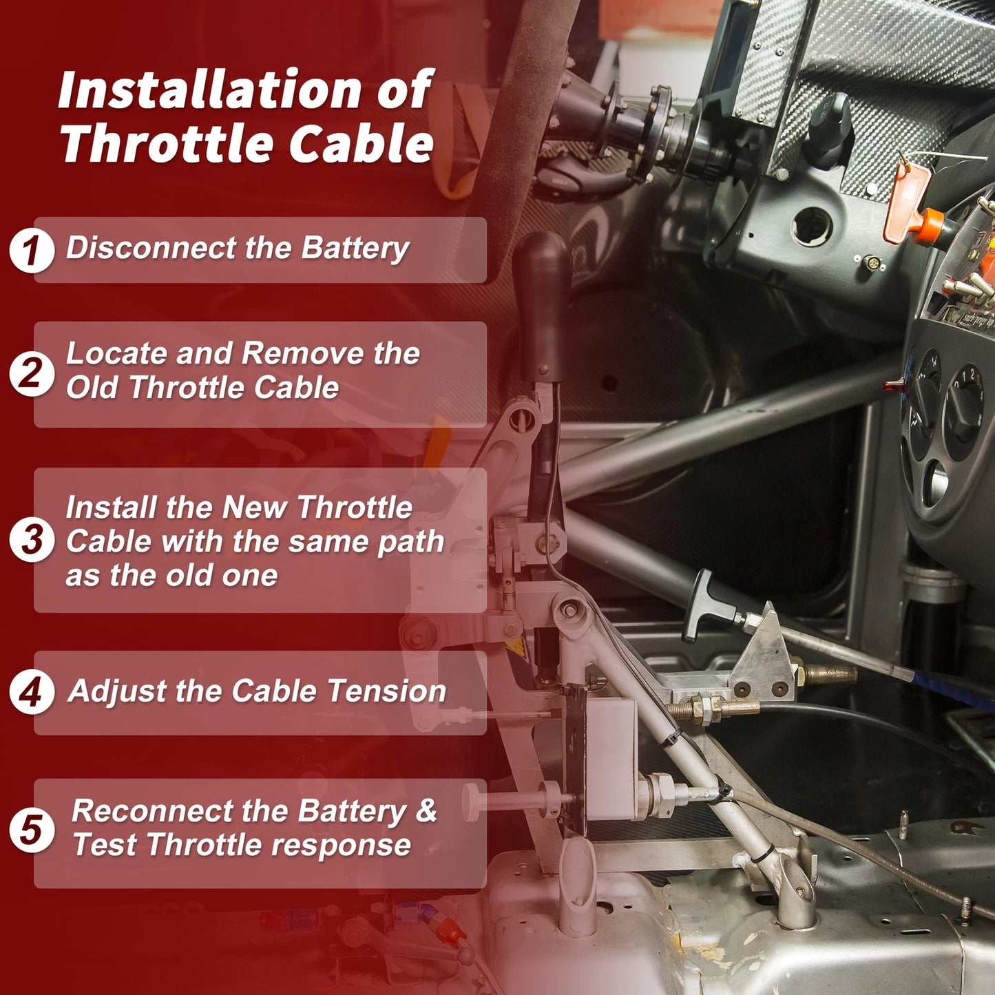 Throttle Cable for Toyota Tacoma 1995-2004 (2 x Auto Trans Kick Down)
