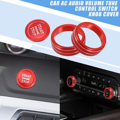 AC Knob Engine Start Stop Button Cover for Nissan Rogue (2021-2022) Red