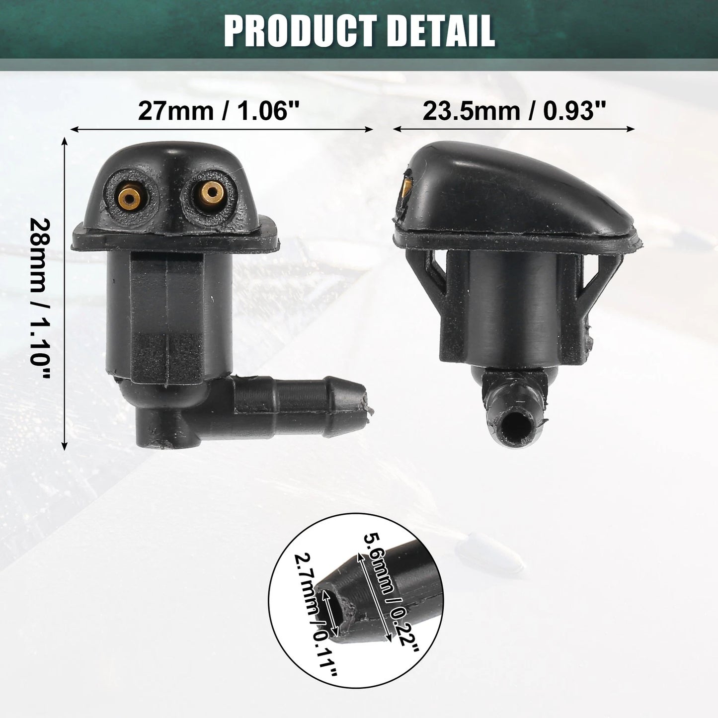 2 x Windshield Washer Nozzles for Toyota Yaris (2012-2020)
