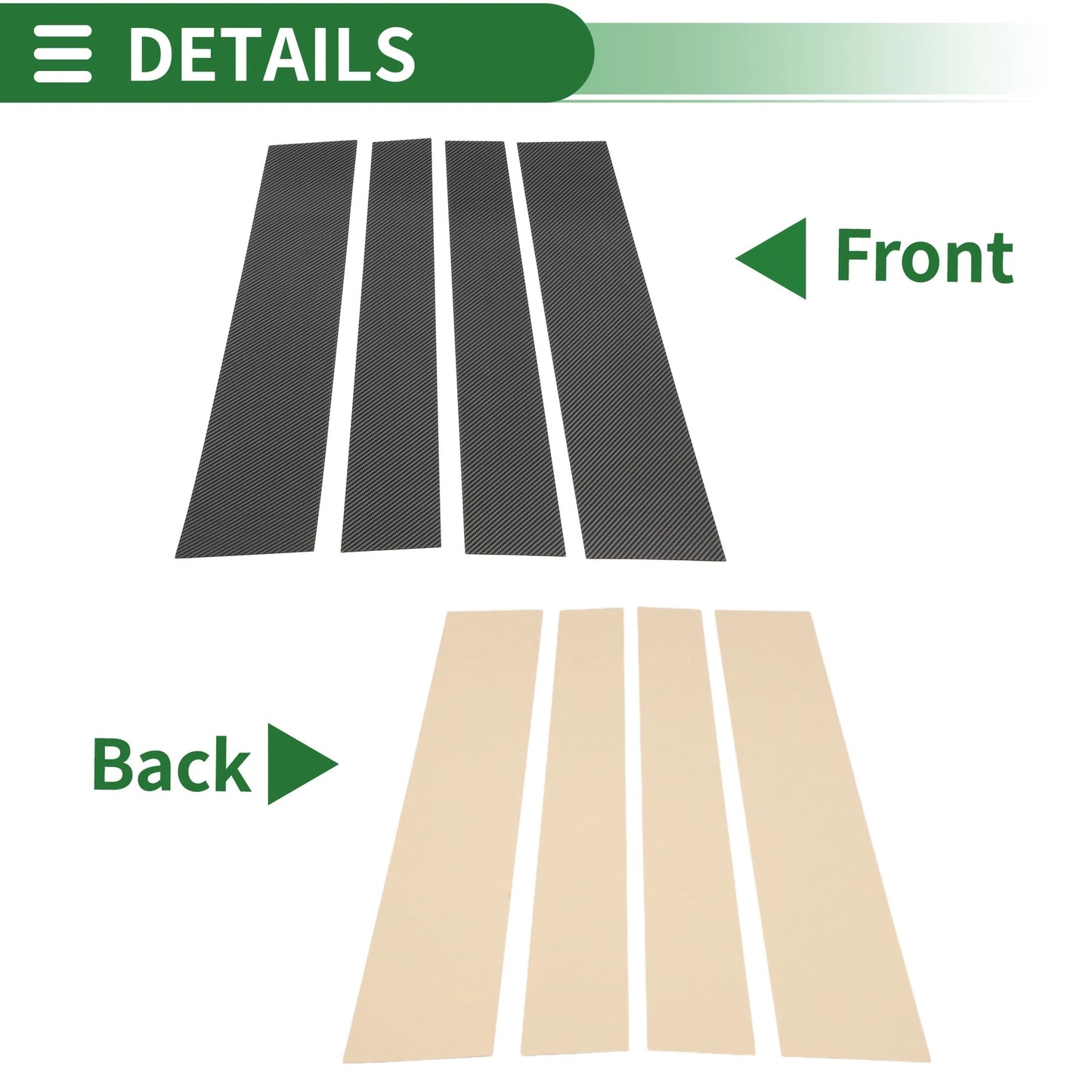 4 Pcs Door Pillar Window Trim for Toyota Tundra (2007-2013) Black Carbon Fiber