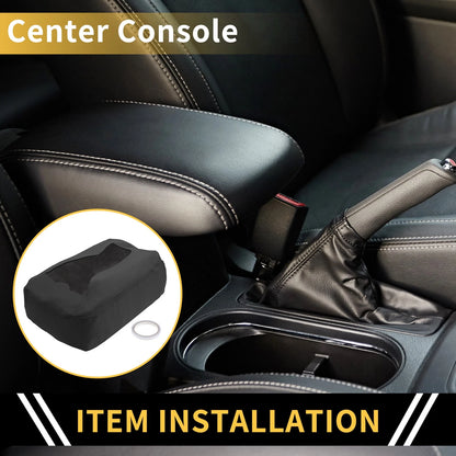 Console Lid Armrest Cover for Chevrolet Microfiber Leather With Zipper Black