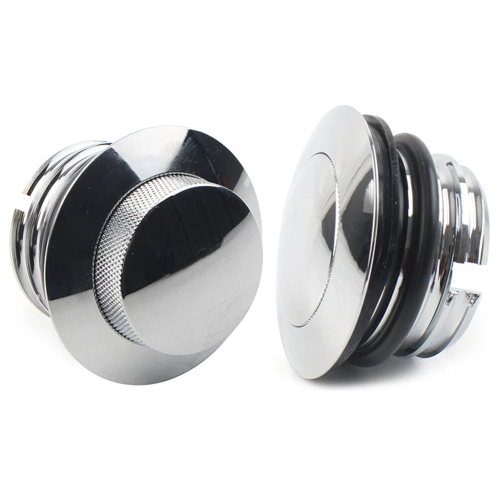 Flush Pop Up Gas Cap Vented Fuel Tank Cover for Harley Chrome