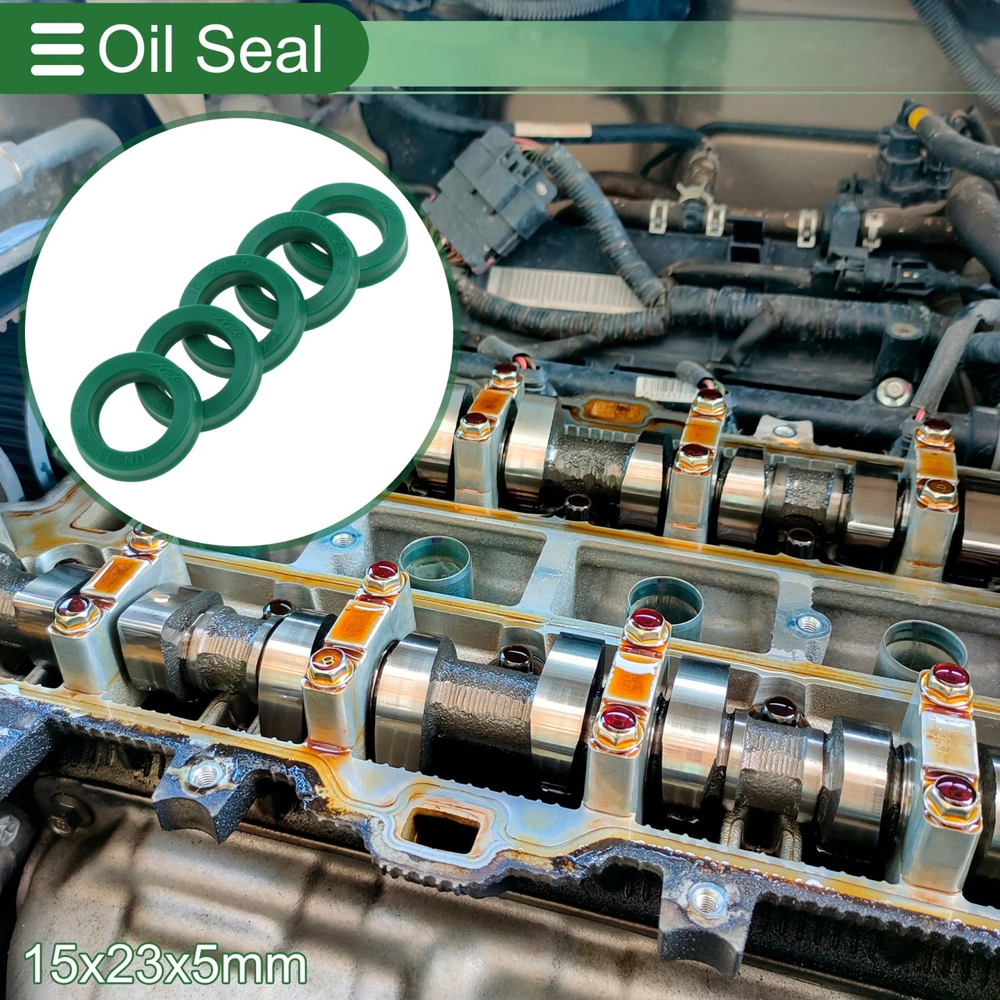 Oil Seal 15x23x5mm Seal Ring Rotary Shaft Seal TPU for Universal