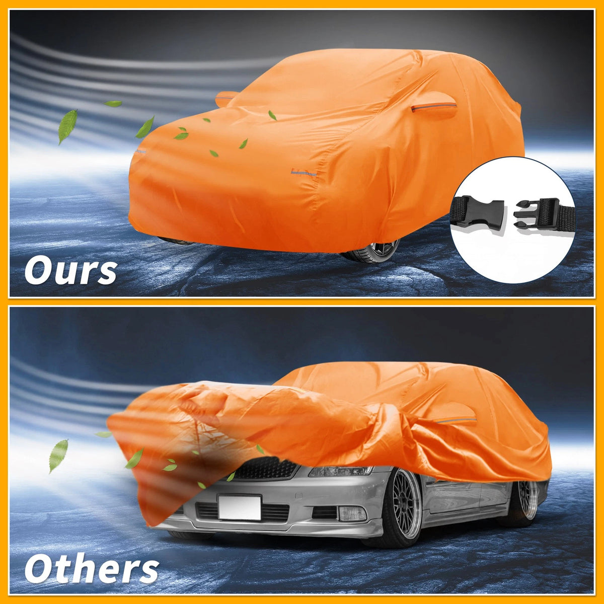 Waterproof Car Cover for Toyota Crown (210D-PU, Orange)
