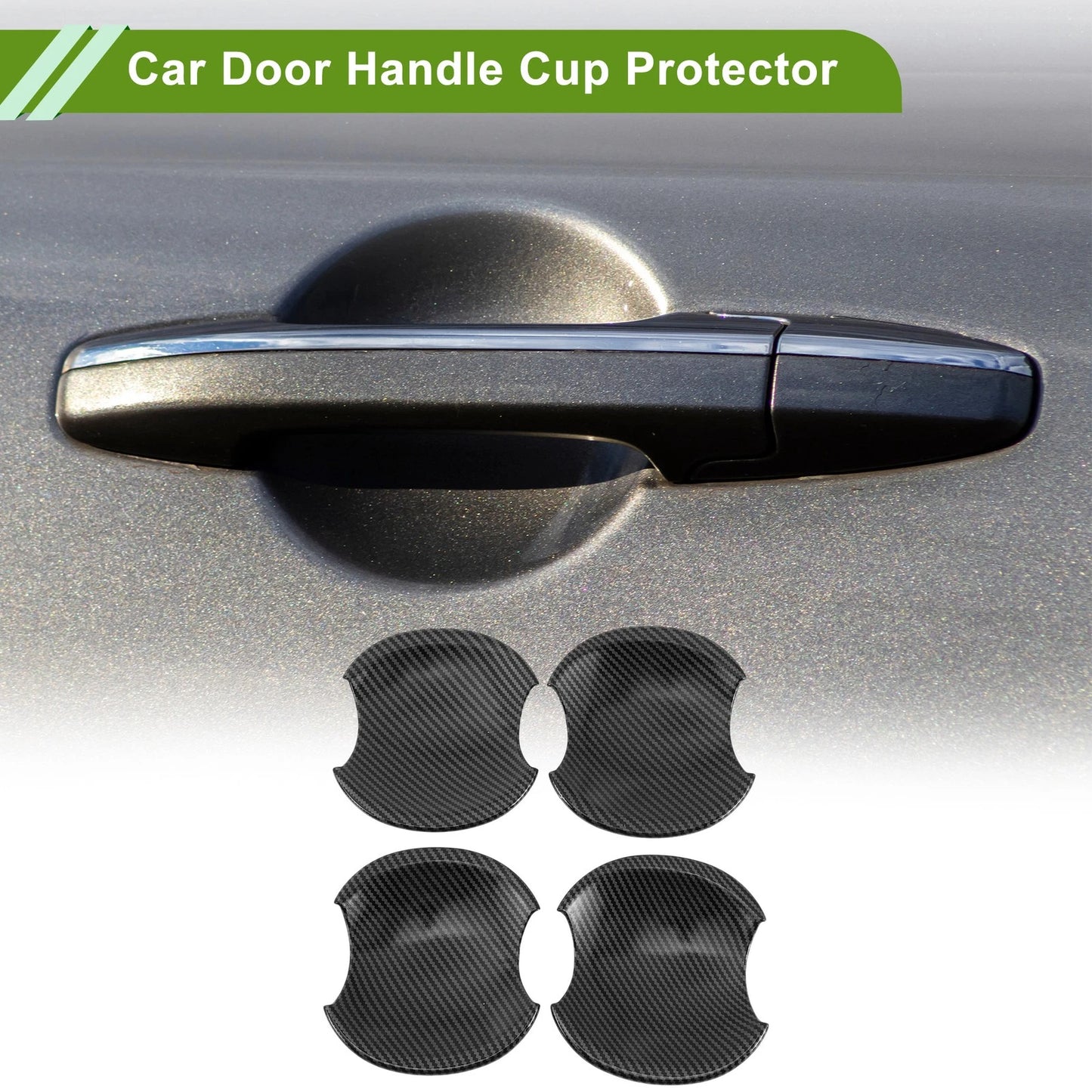 Car Door Handle Cup Protectors for Honda Civic 8th Carbon Fiber Black 4 x Pcs