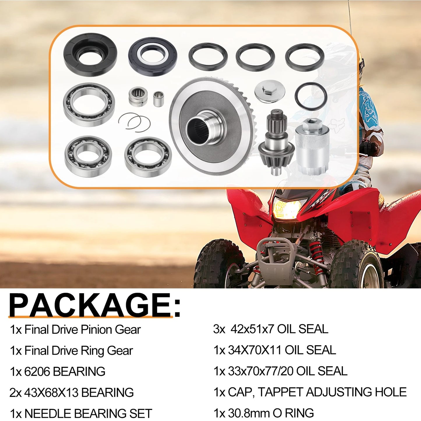 Rear Differential Seal Kit & Nut Tool for Honda TRX250 (2001-2006)