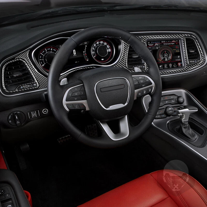 Carbon Fiber Center Dashboard Speedometer Trim Fits Dodge Challenger 2015-2019