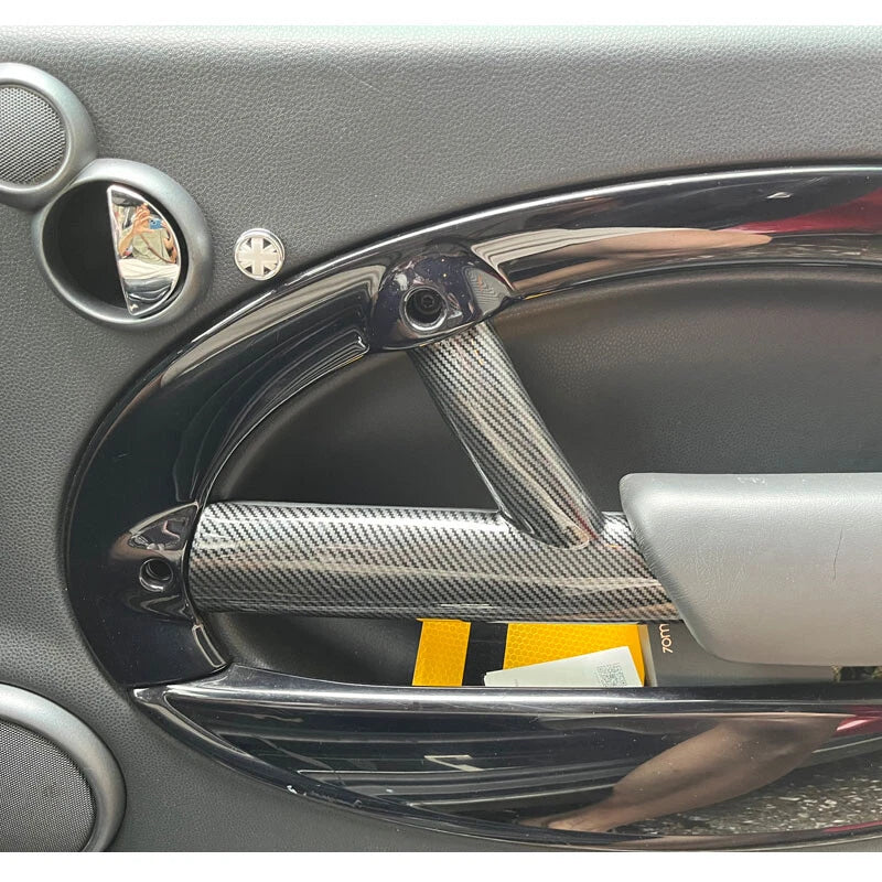 Carbon LOOK Side Interior Door Hanle Cover Trim Fit for Mini Cooper R50 R52 R53