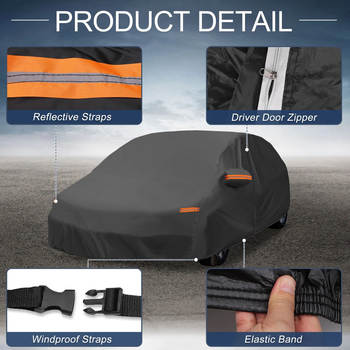 Waterproof 210D-PU Car Cover for Toyota Prius Hatchback (2010-2023)