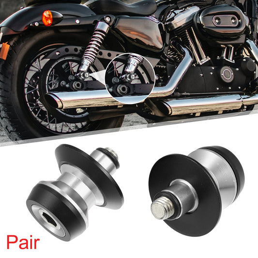 Pair / M10x1.5 / Silver Tone Swing Arm Spools for Kawasaki
