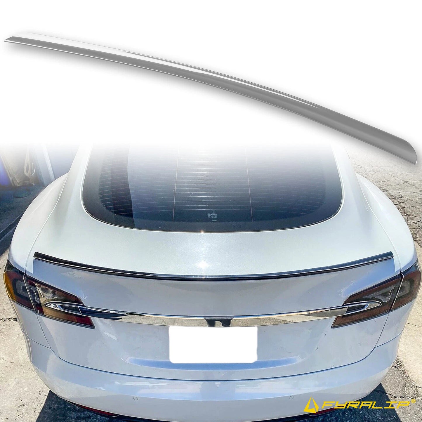 Silver Boot Lip Spoiler for Tesla Model S Sedan (2012-2017)