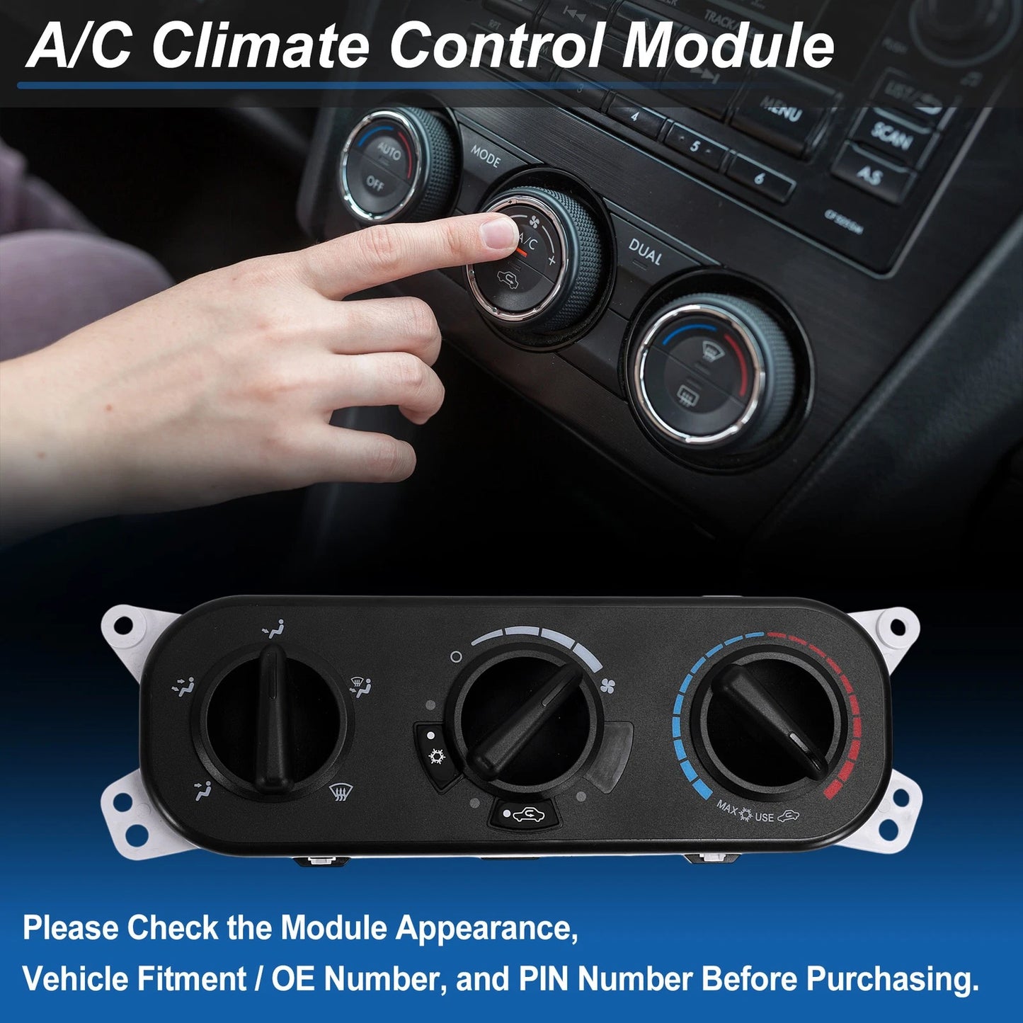 A/C Heater Climate Control Switch Module for Jeep Wrangler (2007-2018)