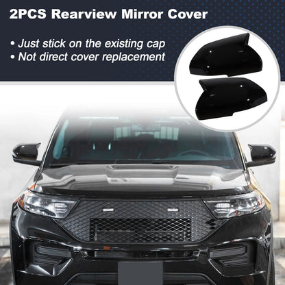 Left Right Side Ox Horn Rear View Mirror Covers for Ford Explorer (2020-2024)
