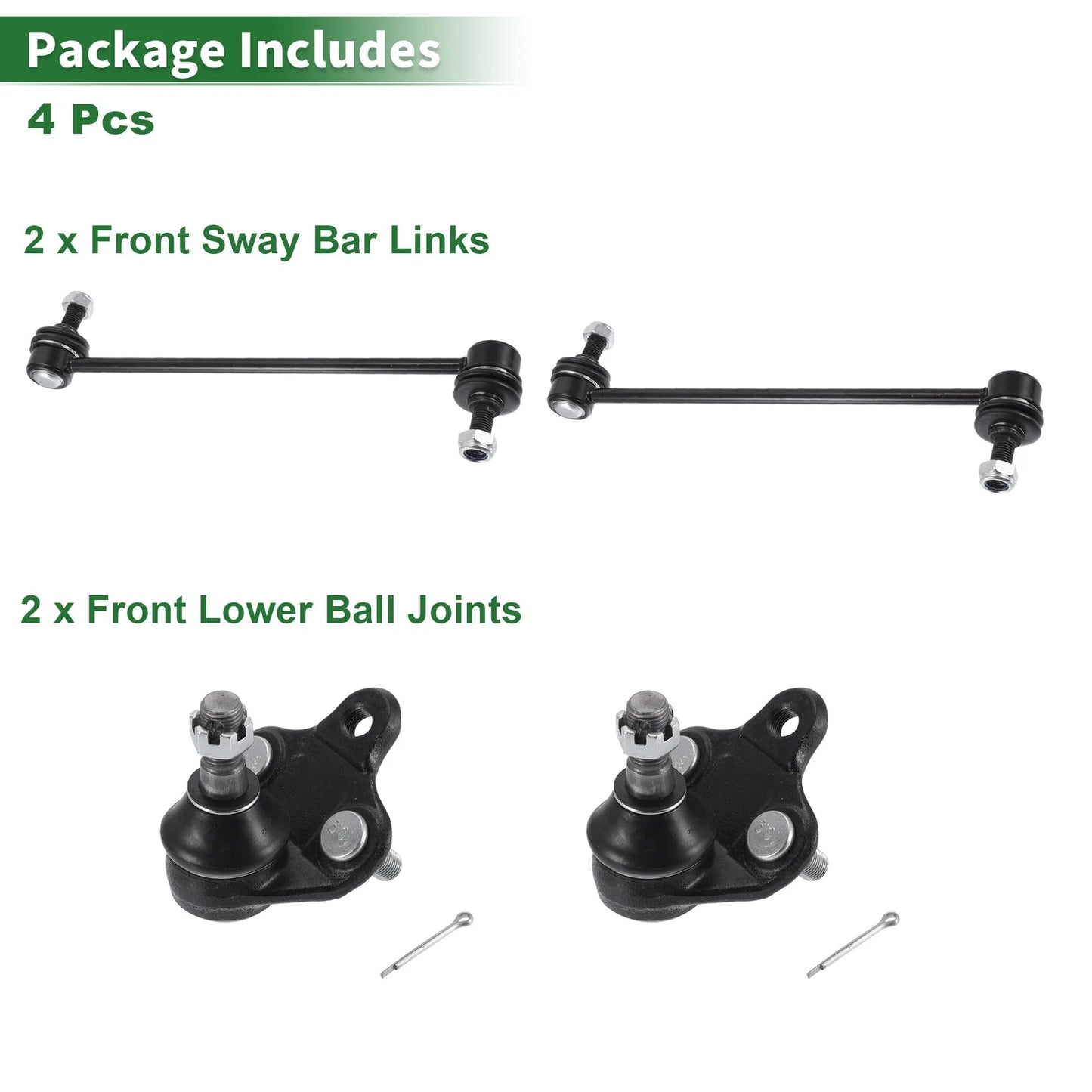 4pcs Front Suspension Kit Sway Bar Links Ball Joints for Toyota RAV4 (2001-2023)