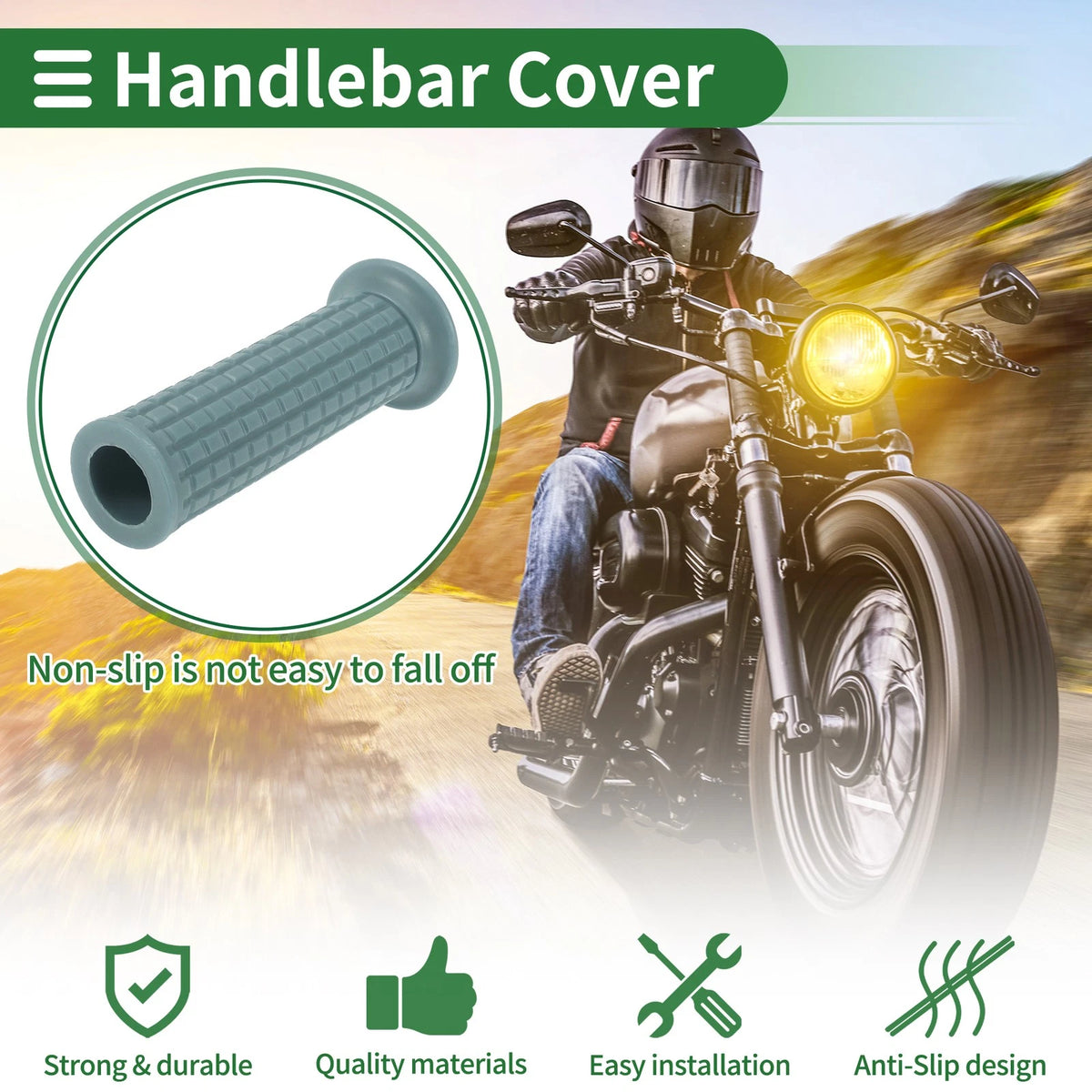 25mm Motorcycle Hand Grips Cover Handle Bar Throttle Grips TPU Gray Blue