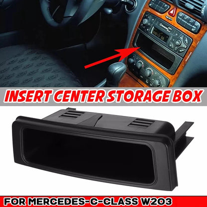 Black Lower Center Console Storage Tray for Mercedes Benz W203 C-Class (2001-2007)