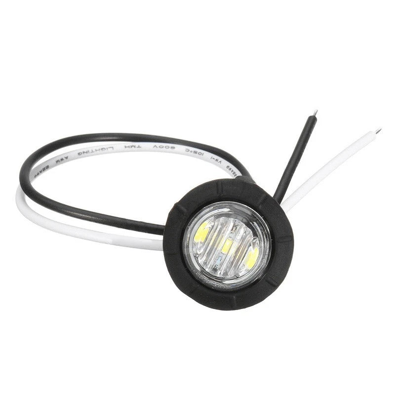4 x Round Side Marker Mini White Light 3-LED Lamp for Truck Trailer Caravan