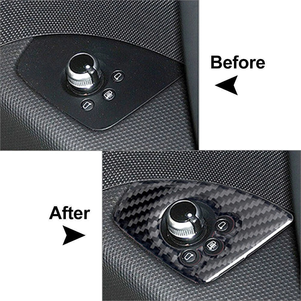 Black Carbon Fiber Interior Door Lock Button Cover Trim for Audi TT TTRS (2008-2014)