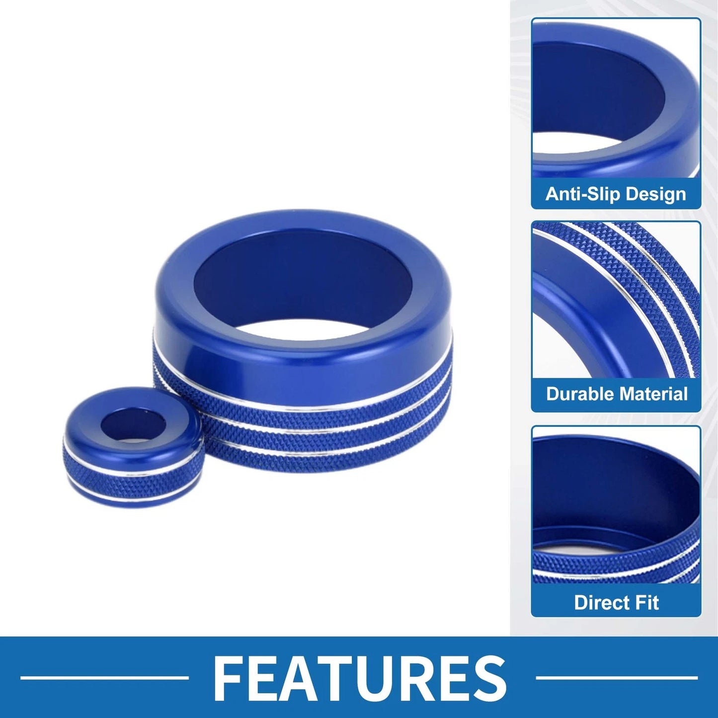 4WD Drive Mode & Mirror Knob Covers for Toyota Tundra (2022-2023) - Blue 2 x