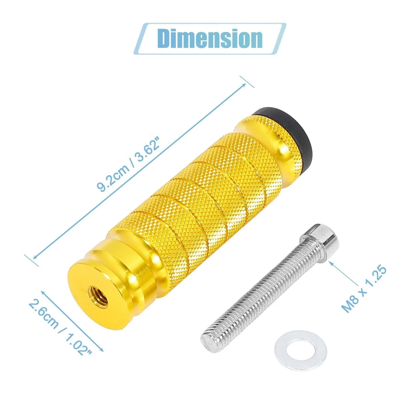 Pair / 6mm Aluminum Rearset Footpeg Gold Tone for Aolly Motorcycle