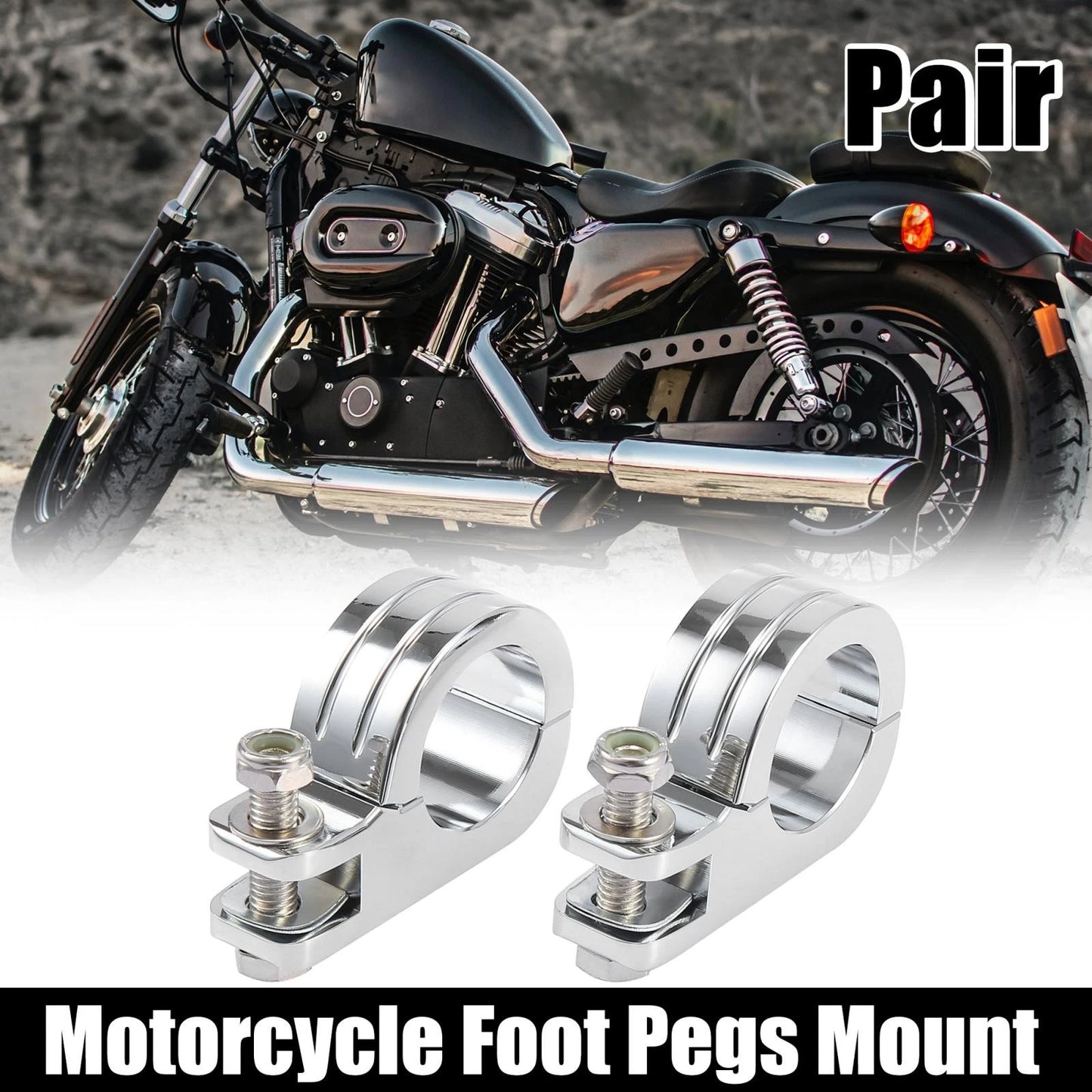 2 x 1.5in 38mm Clamp Foot Peg Mount Engine Guard Bar for Harley